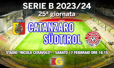 Catanzaro-Sudtirol inizio alle 16.15: le ultime con le probabili formazioni