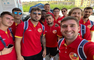 I ragazzi del Catanzaro futsal prima del test contro il Soverato