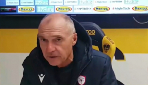 Leonardo Menichini nel dopo gara al "Rocchi"